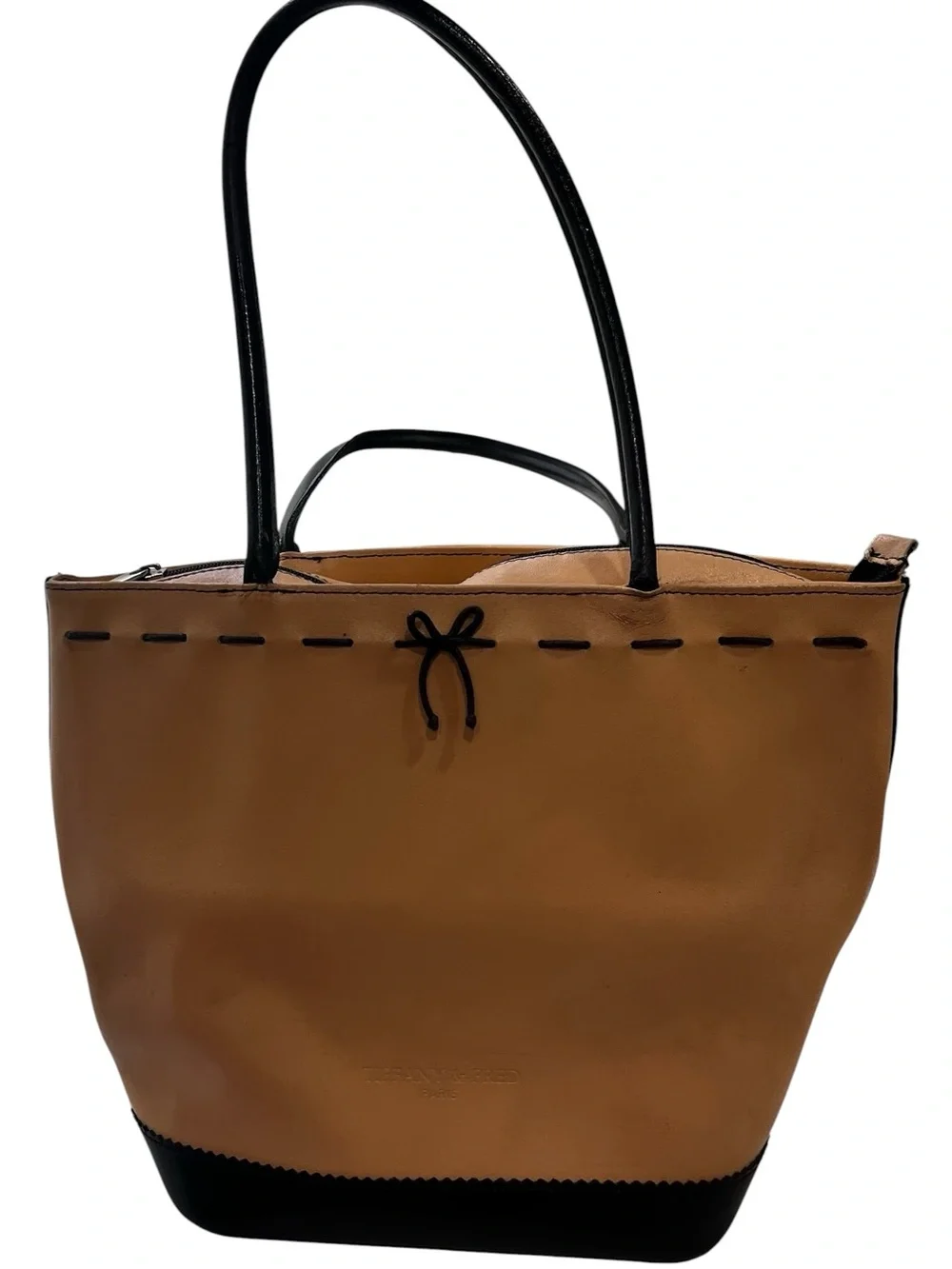 Tiffany & Fred Paris Tan & Black medium Tote Bag Made in France